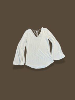 Loft White Bell Sleeve Tie Back Long Sleeve Top Size SP
